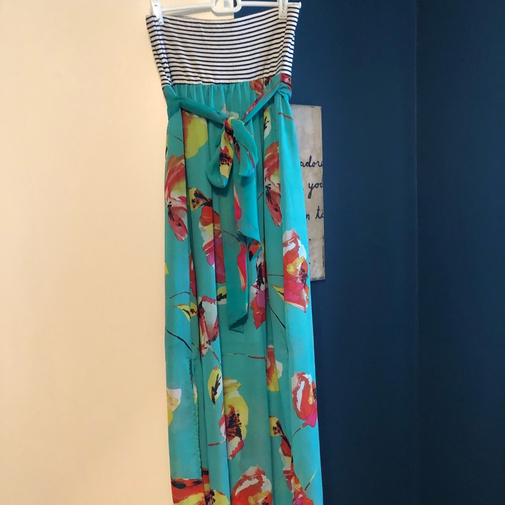 Mixed pattern maxi dress